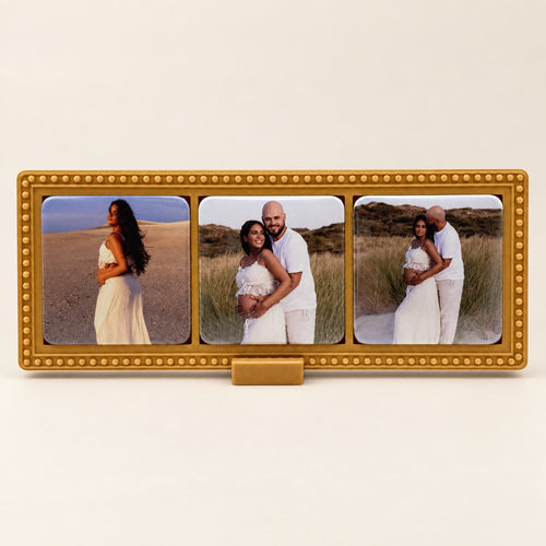 Cadre perlé YVAR pour 3 magnets photo, vue de face